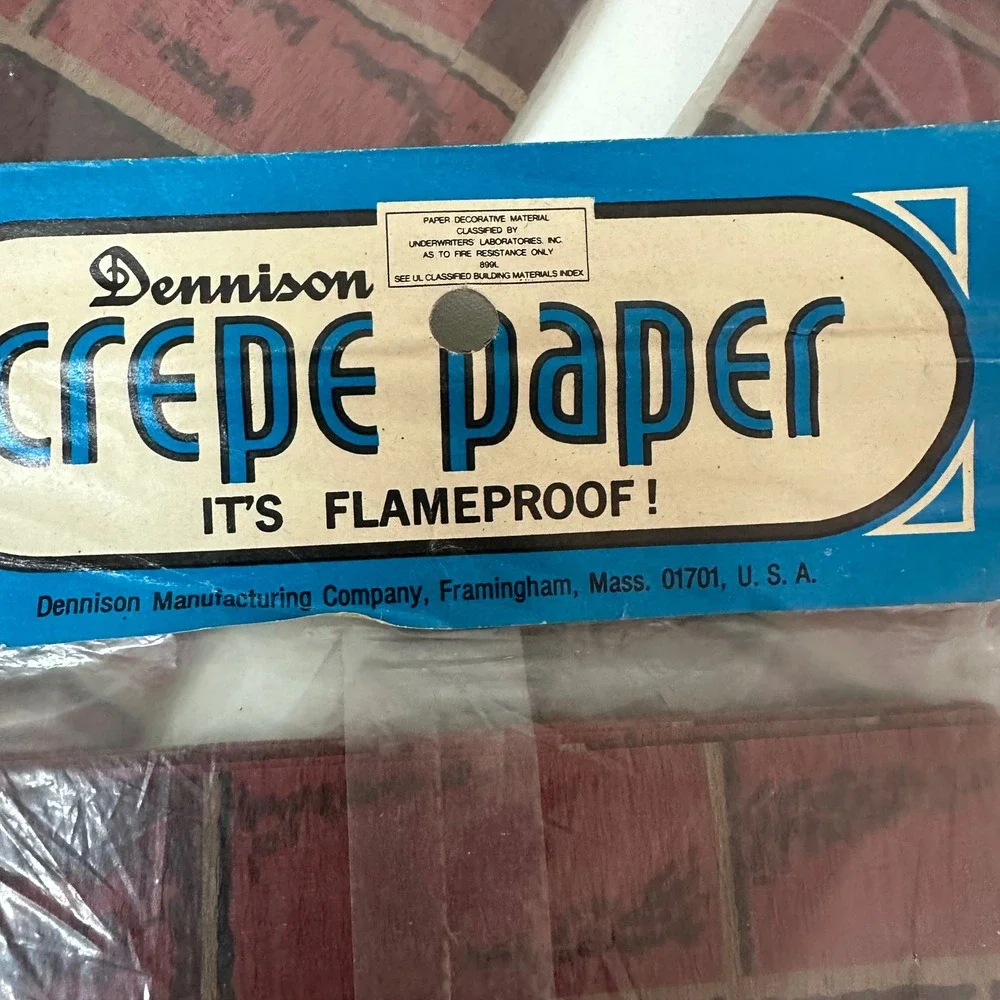 Vintage Dennison Crepe Paper Brick Wall Print Flameproof Lot of 3 20in x 7.5ft